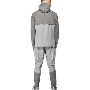 Survêtement coupe-vent à capuche pour homme, couleur unie, manches longues, sportif, léger, en polyester, pour le printemps, décontracté, avec fermeture éclair et côtés zippés - Product Image 2