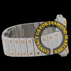 Latest Design Square <b>Case</b> Two Tone Skeleton Dial Full Iced Moissanite Diamond White Gold Quartz Hip Hop Style Bust Down <b>Watch</b> - Product Image 3