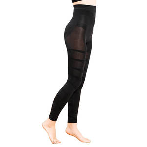 Legging noir taille mi-haute longueur intégrale avec empiècement transparent, design côtelé, effet ventre plat, sans couture, extensible dans quatre directions, respirant - Product Image 1