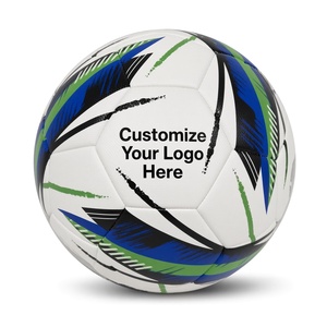 Ballon de football personnalisable, motif blanc bleu vert, ballon d'entraînement durable, 0,4-0,45 kg, emballage en boîte cartonnée - Product Image 1