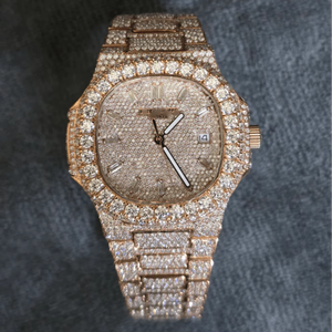 Reloj de Lujo con Caja Cuadrada, Movimiento de Cuarzo ETA, Analógico, con Moissanita, Diamantes VVS, Acero Inoxidable, Estilo Hip Hop, Unisex, Diseño de Moneda - Product Image 1