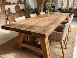Table à manger élégante en bois massif carrée, moderne, faite à la main, écologique, meubles de cuisine sur mesure pour hôtel, villa, au meilleur prix - Product Image 3