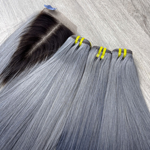 Cabello Virgen Vietnamita Liso Gris Ombre, Cabello Humano de Lujo, Super Double Draw, Envío Rápido desde Fábrica, Super Draw - Product Image 4