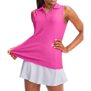 Camiseta de Golf sin Mangas para Mujer, Transpirable, Lisa, Casual, Cuello en V, Elástica en 4 Direcciones, Protección Solar, Color Rosa - Product Image 1