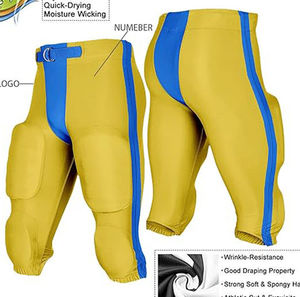 Custom Football Training <b>Pants</b> 7 Piece Leg Pads Youth Men <b>Black</b> American Football Padded <b>Pants</b> - Product Image 2