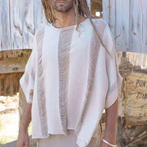 2026 Hot Selling <b>Men's</b> Casual <b>Linen</b> Holes T-<b>Shirt</b> Solid Color Summer Breathable Basic Knitted T-<b>Shirt</b> At Factory price - Product Image 3