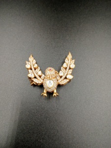brooch in eagle design with polki stone in <b>silver</b> jewelry 925 for wedding party wear brooch brooch for gift handmade brooch - Product Image 1