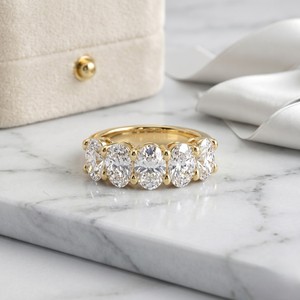 3.75CTW Oval Cut Prong Set Five-<b>Stone</b> Band Ring - Product Image 1