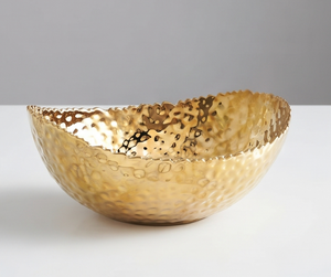 Bol en métal martelé fait main, vaisselle décorative glamour, finition dorée, parfait pour la maison, le bureau, la table et les fêtes - Product Image 1