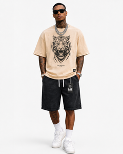 Crew Neck Black Shorts Men Acid Wash Sumer <b>set</b> Casual Wear High Waist Solid Color 100% Cotton Breathable Quick Dry Summerset - Product Image 3