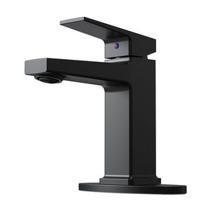 Rubinetto Monocomando Nero Opaco per Lavabo Bagno e Lavanderia con Base per 1-3 Fori e Tubi da 9/16 Pollici - Product Image 1