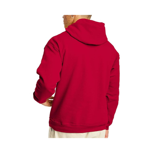 Sweat-shirt à capuche rouge pour homme, coupe classique, en molleton de coton, couleur unie, avec poche, pour l'automne - Product Image 2