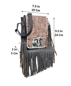 กระเป๋าหนังวัวแท้ทำมือ แต่งลายฉลุ พร้อมสายสะพายข้าง สไตล์คาวบอย หรูหรา ทันสมัย สำหรับผู้หญิง - Product Image 2