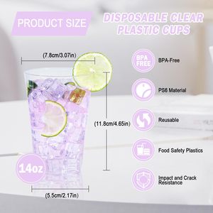 Vasos y Tapas de Plástico Desechables Ecológicos, Biodegradables, Resistentes al Agua y Libres de BPA, Paquete al por Mayor, Estilo Simple para Fiestas - Product Image 3