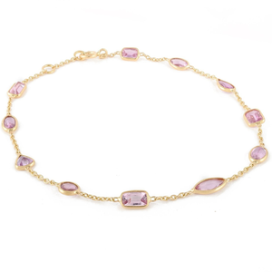 18K Mixed Shape Pink Sapphire Fine <b>Bangle</b> <b>Bracelet</b> - Product Image 1
