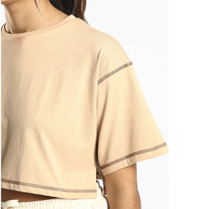 Custom Women's Streetwear <b>Crop</b> <b>Top</b> Loose Fit Knitted T-Shirts 50% Cotton 50% Polyester Solid Summer Casual Style Heat-Transfer - Product Image 4