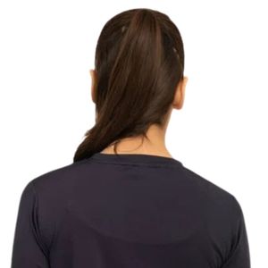 Camiseta Corta Negra de Manga Larga para Mujer, Cuello Redondo, Corte Ajustado, Informal, Elástica, Largo a la Cintura, Prenda Básica para Uso Diario - Product Image 5