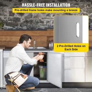 Porte de barbecue simple verticale en acier inoxydable de 17W X 24H poignée encastrée armoire de cuisine extérieure pour accessoires de gril d'îlot de barbecue - Product Image 5