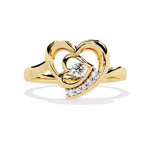 Bague Fleur Classique en Or Massif 14 carats pour Femme, Diamant Rond Taillé, Idéale pour Cadeau, Fiançailles, Anniversaire, Mariage - Product Image 1