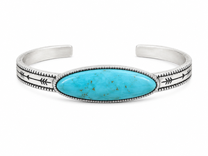 Bracelet manchette en pierre turquoise, style western asymétrique, bijou statement, réglable, fait main, bohème, pour femme, cadeau - Product Image 2