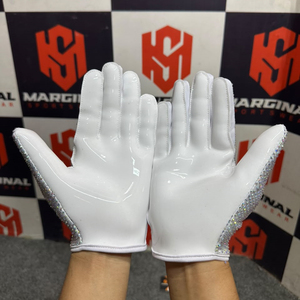 Guantes de Fútbol Americano con Pedrería, Estilo Universitario, Agarre Completo, Ligeros, Antideslizantes, con Cierre de Velcro para Entrenamiento Deportivo - Product Image 2