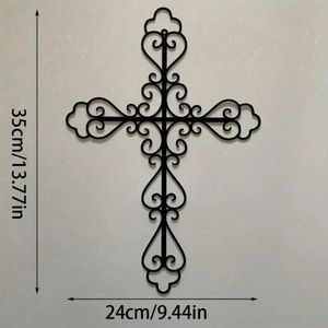 Croce Cristiana Classica in Ghisa, Decorazione Murale Religiosa, Incorniciata e Pronta da Appendere - Product Image 6