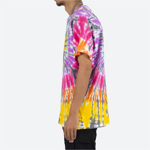 Men's Oversized <b>Tie</b>-Dye Short Sleeve T-Shirt With O-Neck Casual <b>Knitted</b> Multi-Color Spiral Pattern Regular Length T-Shirt - Product Image 3