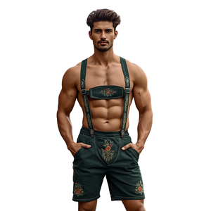 Pantalones Cortos Tradicionales Bávaros para Hombre, Estilo Lederhosen, Color Verde Oscuro, para el Oktoberfest - Product Image 2