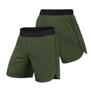 Shorts de sport pour homme vert olive à séchage rapide / Taille élastique mi-haute en tissu tricoté couleur unie style décontracté longueur courte - Product Image 3