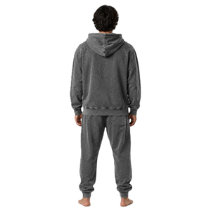 Men's Acid Wash Distressed Tracksuit <b>Full</b> <b>Zip</b> <b>Hoodie</b> Sweatpants Set Solid Color Casual Streetwear Breathable Eco-Friendly - Product Image 4