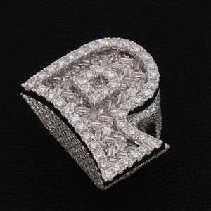 แหวนเงินแท้ 925 ผ่านการทดสอบเพชร ดีไซน์ฮิปฮอป ประดับเพชรโมอิสซาไนต์ VVS ชุบโรเดียม สำหรับงานแต่งงาน เครื่องประดับอัญมณีชั้นดี แหวนตัวอักษร - Product Image 2