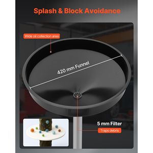 Serbatoio di scarico olio esausto regolabile da 8 galloni con ruote portatili, serbatoio industriale per lo scarico di fluidi per riparazioni auto con altezza imbuto regolabile - Product Image 6