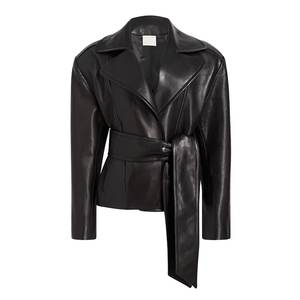 Nuevas Chaquetas Bomber de Cuero Genuino para Mujer, Estilo Vintage, Transpirables, con Logotipo Personalizado, Color Negro Liso, para Invierno, Ropa de Calle - Product Image 1