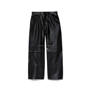 SPORTS GEARS New Arrival Winter Fashionable Solid Color Casual Lightweight PU-Coated 100% Linen High-Waist Stretchy Pants - Product Image 2