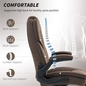 Sedia Direzionale da Ufficio in Tessuto Diamantato Marrone Scuro con Braccioli Ribaltabili - Certificata BIFMA e Realizzata in Nylon - Product Image 4