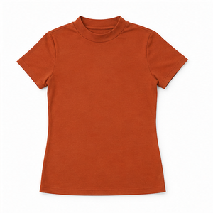 Camiseta Personalizada de Manga Corta con Cuello Redondo para Mujer, Color Naranja Óxido, Corte Clásico Ajustado, en Jersey de Algodón Suave y Elástico - Product Image 6