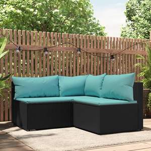 Conjunto de Muebles de Jardín Color Negro y Azul Agua para Sofás de Patio - Product Image 1