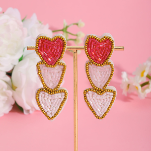 Pendientes de Corazón con Cuentas y Pedrería para Novia, Pendientes Colgantes para Mujer, para Bodas y Fiestas, por MD HANDICRAFTS - Product Image 2