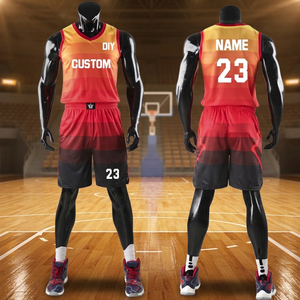 Uniformes de basketball respirants grande taille à séchage rapide en maille polyester, dégradé de couleurs, logo frontal, shorts et maillots, tailles personnalisables - Product Image 3