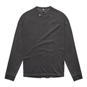 Manches longues nouvelle couleur unie à manches longues hommes coton fait t-shirts gris teint matériel Logo personnalisé à manches longues t-shirts - Product Image 1