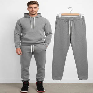 Ensemble de survêtement gris en polaire pour homme, sweat à capuche et pantalon de jogging imprimé, style streetwear Ralph, de bonne qualité, avec logo personnalisé - Product Image 1