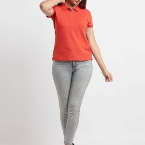 Women <b>Polo</b> Shirt Custom Made in Pakistan Slim Casual Fit <b>Orange</b> Golf T Shirt High Quality Knitted Comfortable Fabric Option - Product Image 5