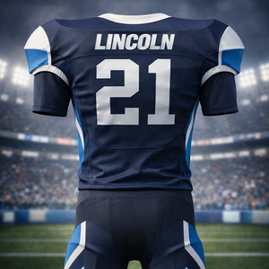 ชุดยูนิฟอร์มอเมริกันฟุตบอลแบบสั่งทำ แขนสั้น น้ำหนักเบา ระบายอากาศได้ดี ไซส์ใหญ่ คุณภาพสูง สไตล์ใหม่ สีพื้น 100% ด้านหน้า - Product Image 2