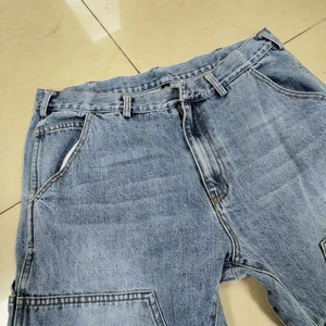 Jean cargo baggy déchiré à double genou pour homme, style streetwear, coupe évasée, uni - Product Image 4