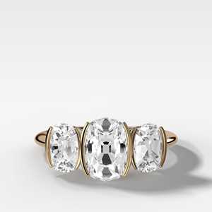 Bague de fiançailles solitaire en diamant de laboratoire taille coussin 3 carats, style « Old Mine », en or massif 14K 18K, moderne, sertie demi-cerclée, cadeau pour femme - Product Image 1