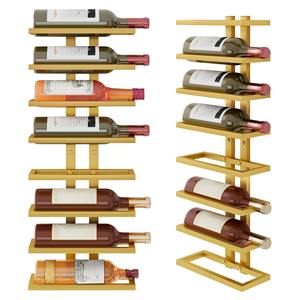 ชั้นวางไวน์ติดผนังโลหะสีทอง 8 ชั้น สไตล์โมเดิร์น สำหรับตกแต่งบ้านหรูหรา ประหยัดพื้นที่ ดีไซน์เรียบหรู ชั้นวางขวดไวน์แนวตั้ง - Product Image 2
