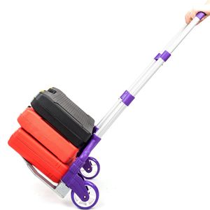 Carrello Pieghevole Portatile in Alluminio Viola, Carrello a Mano Richiudibile per Bagagli - Product Image 3