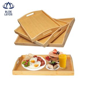 Plateau de service en bois écologique de haute qualité, plateau de rangement moderne et créatif, plateau à boissons pour fêtes, vente en gros d'usine - Product Image 1