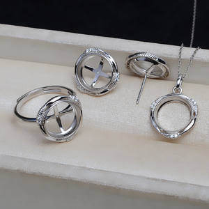 S925 Silver Needle 11mm Pearl Horse Shell Flat Bottom Empty Pendant Earring <b>Holder</b> DIY <b>Jewelry</b> Findings Components 4066 - Product Image 1