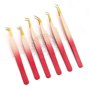 Isolation Precision Eyelash Extensions Tweezers Anti-Slip Stainless Steel Fiber Tip Lashes 90 Degree Volume Tool for Makeup - Product Image 1